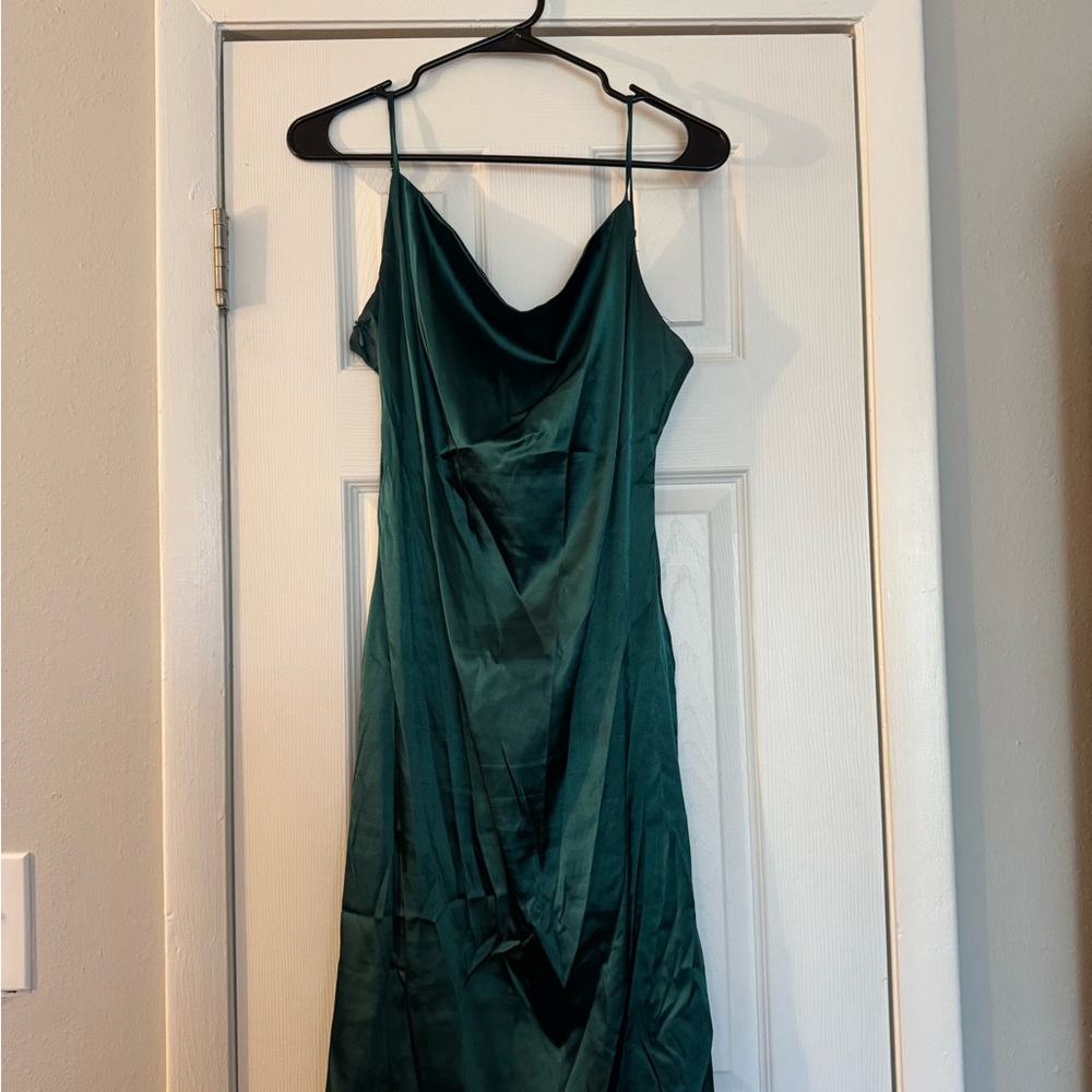Elegant Green Satin Dress